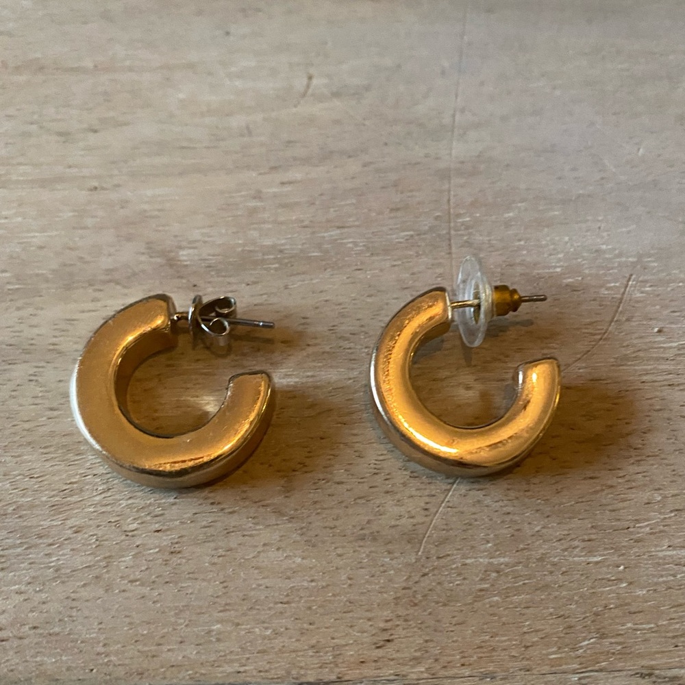 Chunky Gold Hoops - mismatched backs